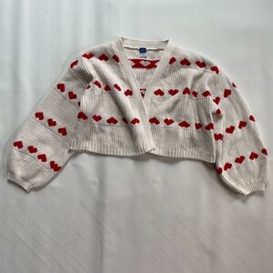Old Navy Cardigan Sweater Hearts Pattern Girls 8